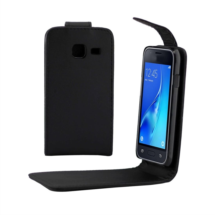 For Galaxy J1 Mini / J105 Plain Texture Vertical Flip Leather Case with Magnetic Buckle(Black)