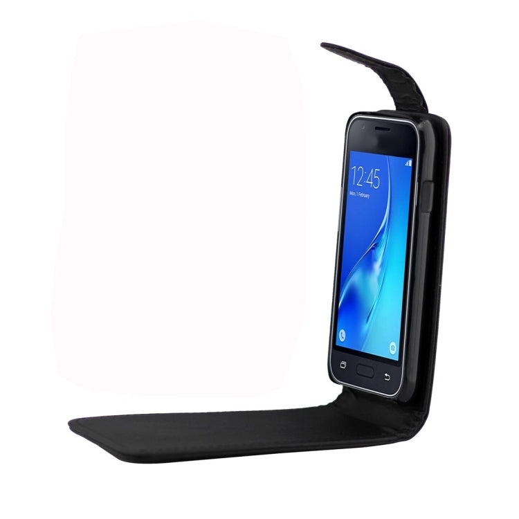 For Galaxy J1 Mini / J105 Plain Texture Vertical Flip Leather Case with Magnetic Buckle(Black)