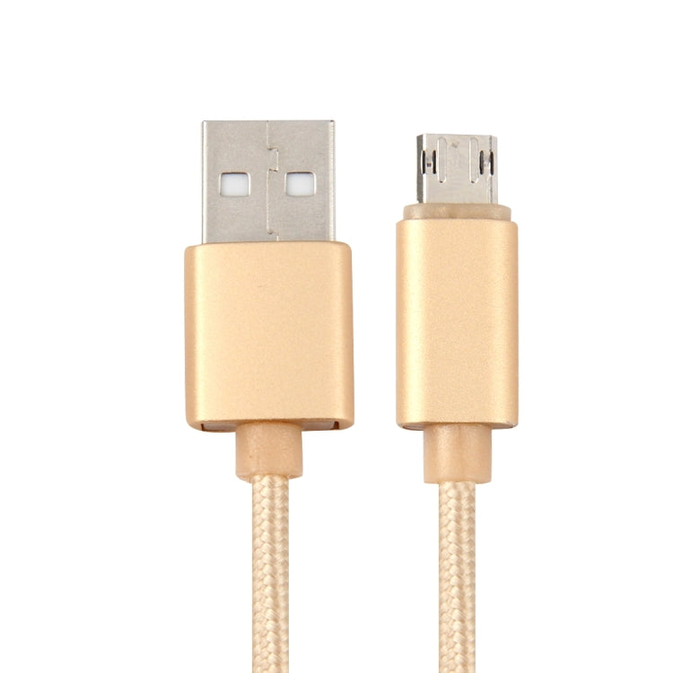 1m Woven Style Metal Head Micro USB with Both Sides to USB Data / Charger Cable for Galaxy S7 / S6 / S6 edge / S6 edge+, HTC, Sony(Gold)