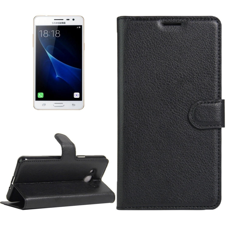 For Galaxy J3 Pro Litchi Texture Horizontal Flip Leather Case with Magnetic Buckle & Holder & Card Slots & Wallet