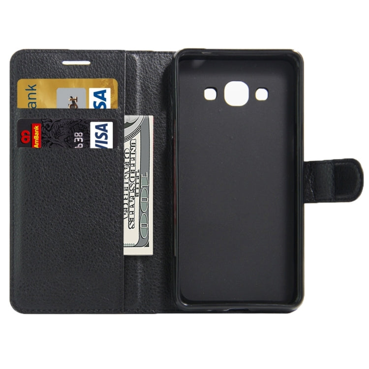 For Galaxy J3 Pro Litchi Texture Horizontal Flip Leather Case with Magnetic Buckle & Holder & Card Slots & Wallet