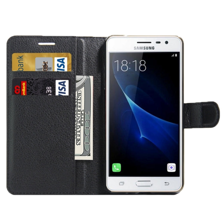 For Galaxy J3 Pro Litchi Texture Horizontal Flip Leather Case with Magnetic Buckle & Holder & Card Slots & Wallet