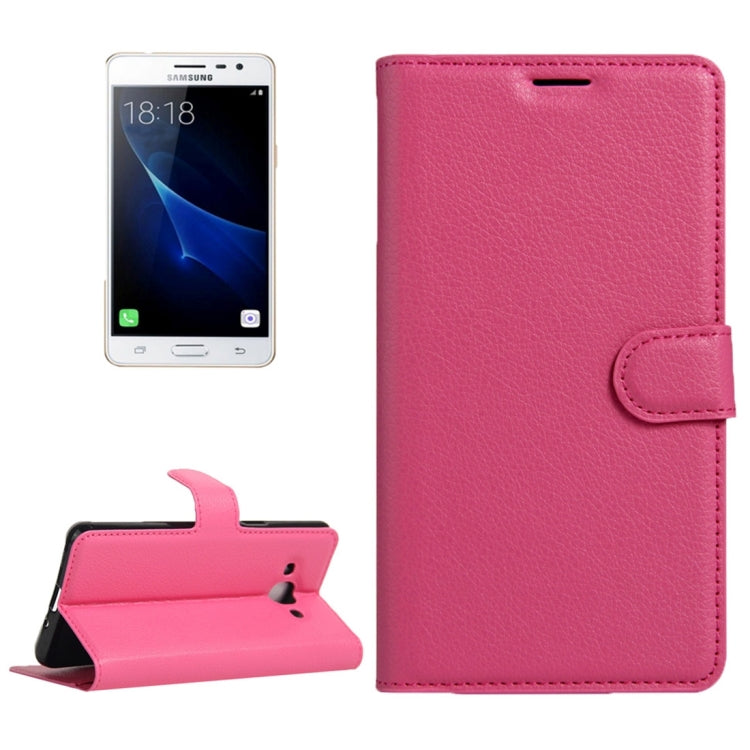 For Galaxy J3 Pro Litchi Texture Horizontal Flip Leather Case with Magnetic Buckle & Holder & Card Slots & Wallet