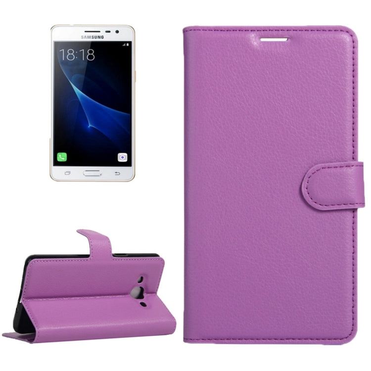 For Galaxy J3 Pro Litchi Texture Horizontal Flip Leather Case with Magnetic Buckle & Holder & Card Slots & Wallet