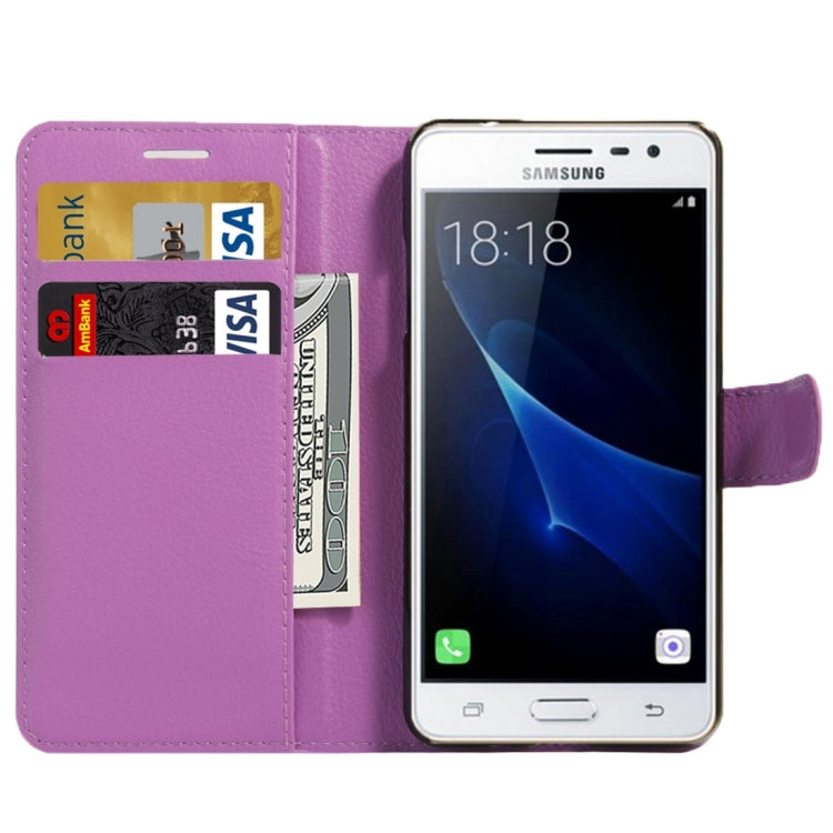 For Galaxy J3 Pro Litchi Texture Horizontal Flip Leather Case with Magnetic Buckle & Holder & Card Slots & Wallet