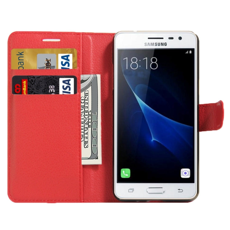 For Galaxy J3 Pro Litchi Texture Horizontal Flip Leather Case with Magnetic Buckle & Holder & Card Slots & Wallet