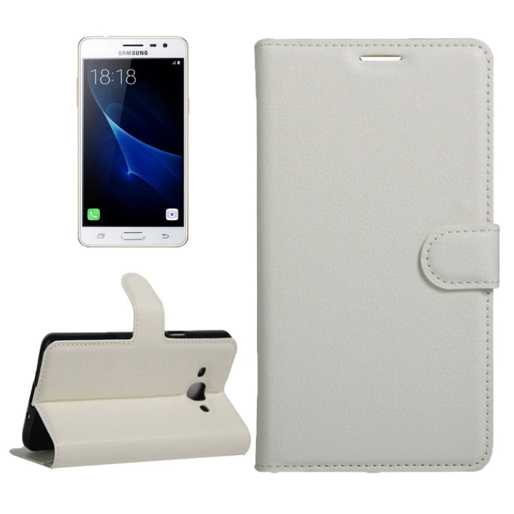 For Galaxy J3 Pro Litchi Texture Horizontal Flip Leather Case with Magnetic Buckle & Holder & Card Slots & Wallet