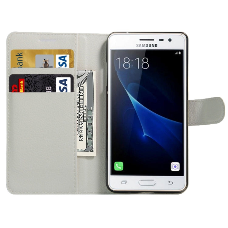 For Galaxy J3 Pro Litchi Texture Horizontal Flip Leather Case with Magnetic Buckle & Holder & Card Slots & Wallet