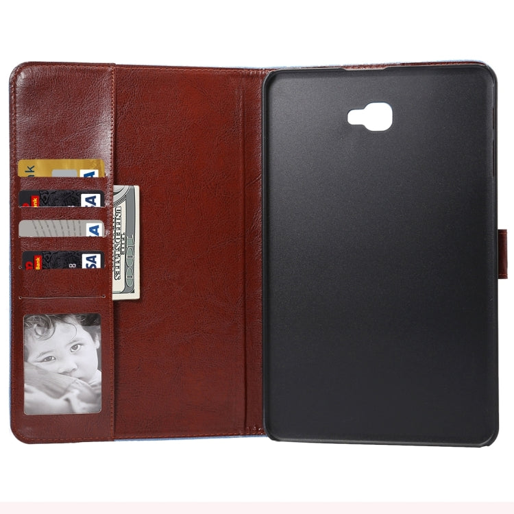 For Galaxy Tab A 10.1 / T580 Jeans Cloth Surface Horizontal Flip Leather Case with Card Slots & Holder & Wallet & Photo Frame(Dark Blue)