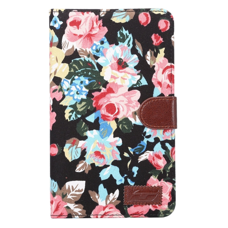 For Galaxy Tab A 7.0 / T280 Flower Pattern Cloth Surface Horizontal Flip Leather Case with Card Slots & Holder & Wallet & Photo Frame
