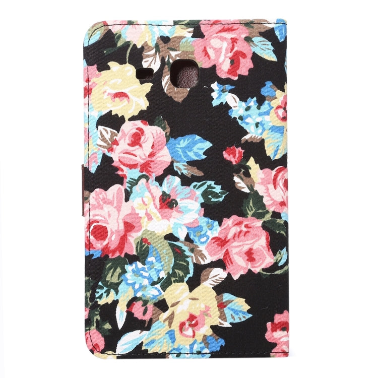For Galaxy Tab A 7.0 / T280 Flower Pattern Cloth Surface Horizontal Flip Leather Case with Card Slots & Holder & Wallet & Photo Frame
