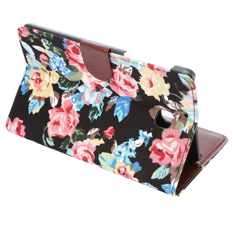 For Galaxy Tab A 7.0 / T280 Flower Pattern Cloth Surface Horizontal Flip Leather Case with Card Slots & Holder & Wallet & Photo Frame