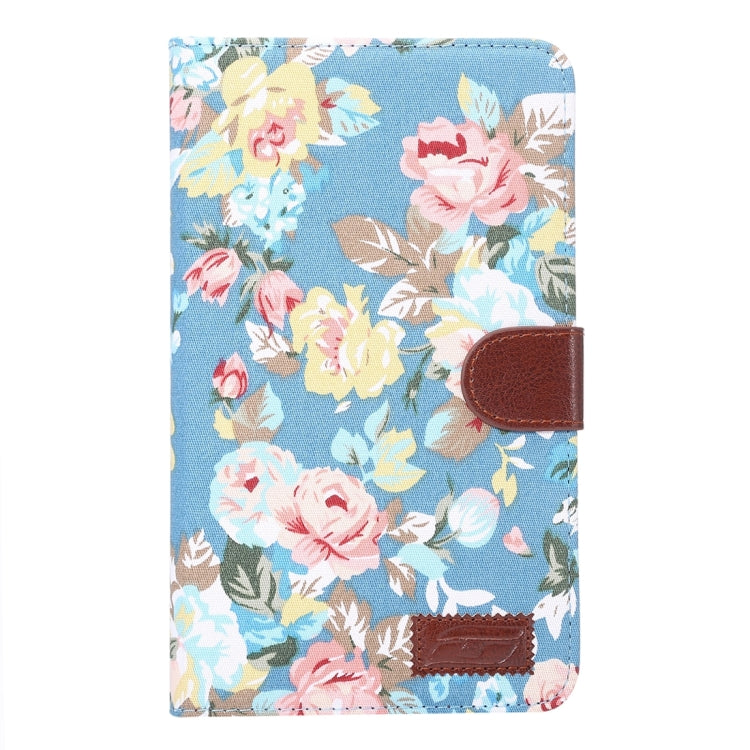 For Galaxy Tab A 7.0 / T280 Flower Pattern Cloth Surface Horizontal Flip Leather Case with Card Slots & Holder & Wallet & Photo Frame
