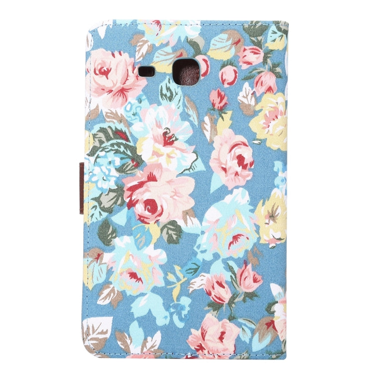 For Galaxy Tab A 7.0 / T280 Flower Pattern Cloth Surface Horizontal Flip Leather Case with Card Slots & Holder & Wallet & Photo Frame