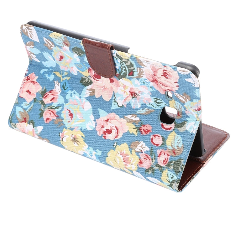 For Galaxy Tab A 7.0 / T280 Flower Pattern Cloth Surface Horizontal Flip Leather Case with Card Slots & Holder & Wallet & Photo Frame