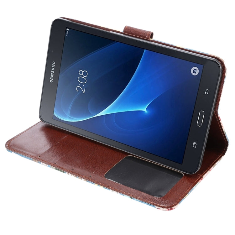 For Galaxy Tab A 7.0 / T280 Flower Pattern Cloth Surface Horizontal Flip Leather Case with Card Slots & Holder & Wallet & Photo Frame