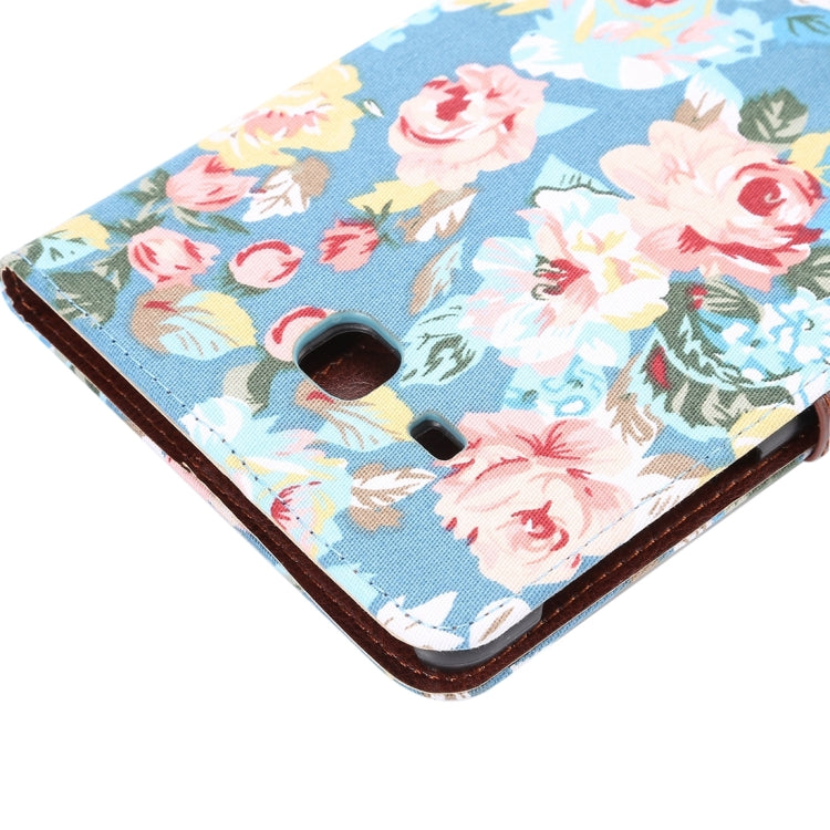 For Galaxy Tab A 7.0 / T280 Flower Pattern Cloth Surface Horizontal Flip Leather Case with Card Slots & Holder & Wallet & Photo Frame