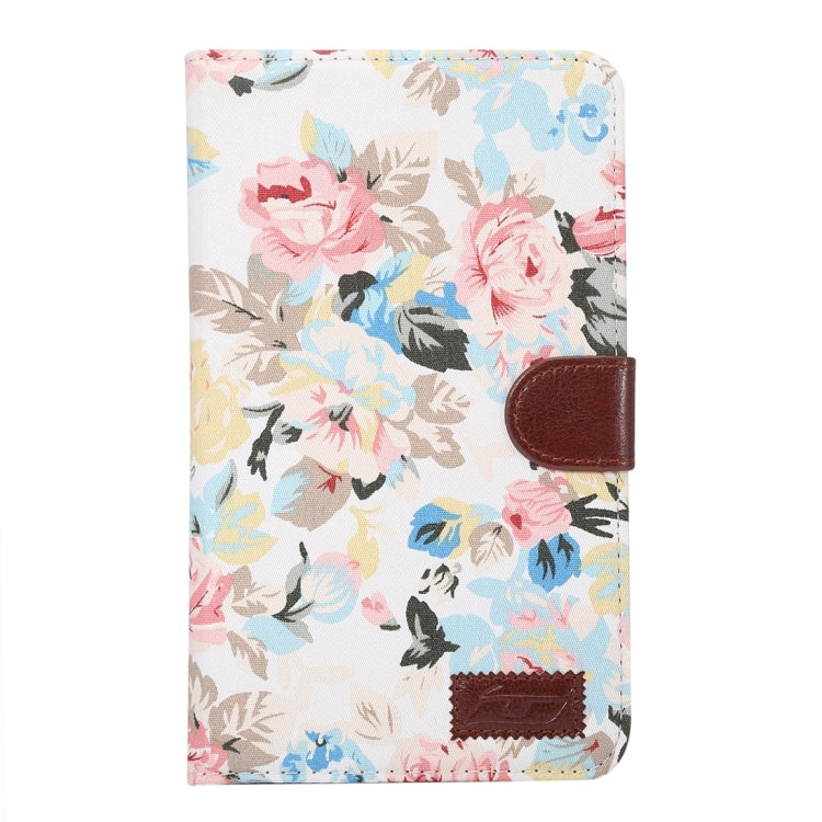 For Galaxy Tab A 7.0 / T280 Flower Pattern Cloth Surface Horizontal Flip Leather Case with Card Slots & Holder & Wallet & Photo Frame