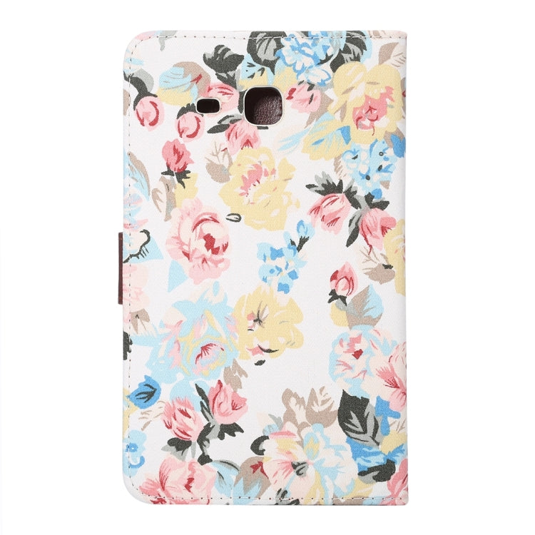 For Galaxy Tab A 7.0 / T280 Flower Pattern Cloth Surface Horizontal Flip Leather Case with Card Slots & Holder & Wallet & Photo Frame