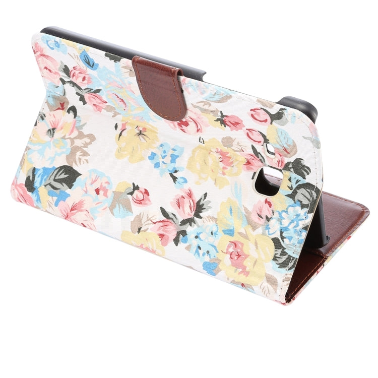 For Galaxy Tab A 7.0 / T280 Flower Pattern Cloth Surface Horizontal Flip Leather Case with Card Slots & Holder & Wallet & Photo Frame