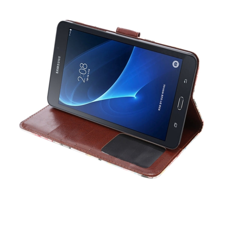 For Galaxy Tab A 7.0 / T280 Flower Pattern Cloth Surface Horizontal Flip Leather Case with Card Slots & Holder & Wallet & Photo Frame
