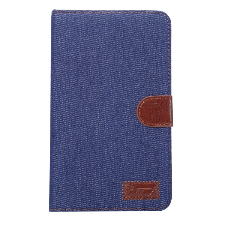 For Galaxy Tab A 7.0 / T280 Jeans Cloth Surface Horizontal Flip Leather Case with Card Slots & Holder & Wallet & Photo Frame(Dark Blue)