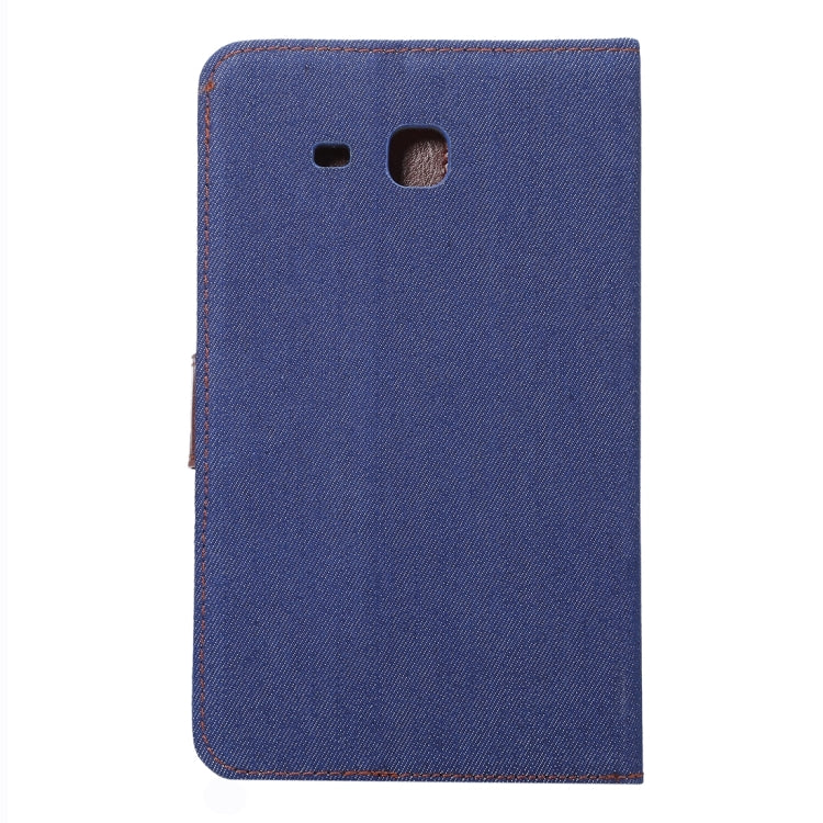 For Galaxy Tab A 7.0 / T280 Jeans Cloth Surface Horizontal Flip Leather Case with Card Slots & Holder & Wallet & Photo Frame(Dark Blue)