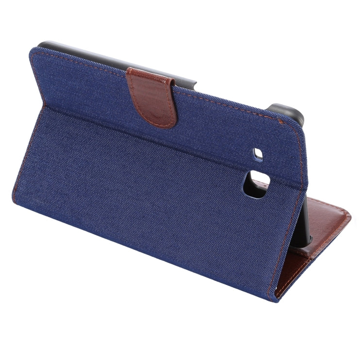 For Galaxy Tab A 7.0 / T280 Jeans Cloth Surface Horizontal Flip Leather Case with Card Slots & Holder & Wallet & Photo Frame(Dark Blue)