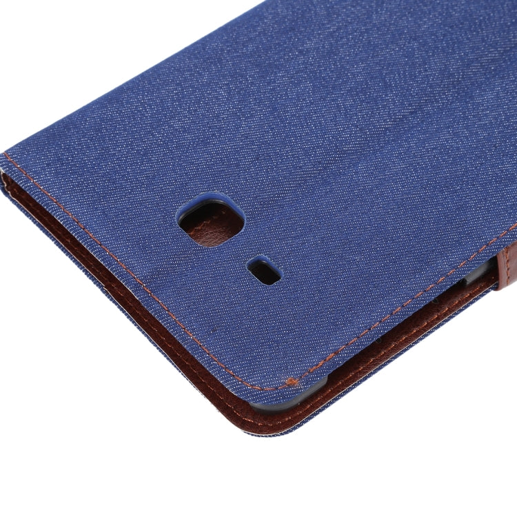 For Galaxy Tab A 7.0 / T280 Jeans Cloth Surface Horizontal Flip Leather Case with Card Slots & Holder & Wallet & Photo Frame(Dark Blue)