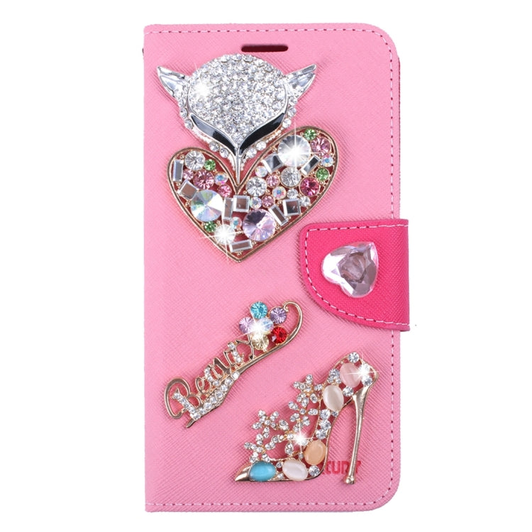 For Galaxy S7 / G930 Diamond Encrusted Fairy Fox Hearts and Crystal Shoes Pattern Cross Texture Horizontal Flip Leather Case with Magnetic Buckle & Holder & Card Slots & Wallet