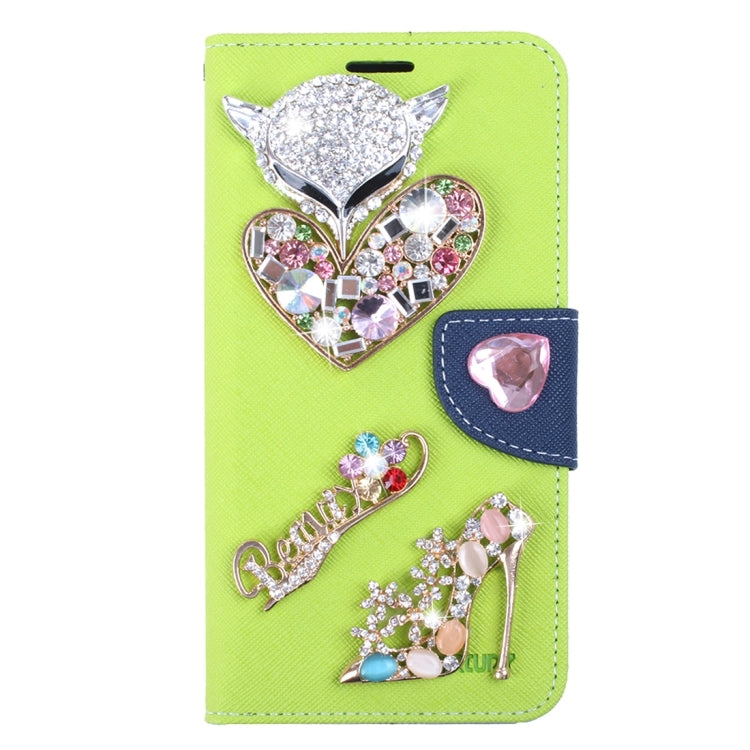 For Galaxy S7 / G930 Diamond Encrusted Fairy Fox Hearts and Crystal Shoes Pattern Cross Texture Horizontal Flip Leather Case with Magnetic Buckle & Holder & Card Slots & Wallet