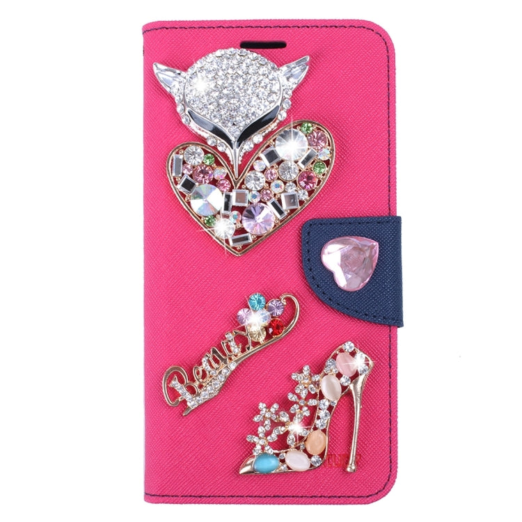 For Galaxy S7 / G930 Diamond Encrusted Fairy Fox Hearts and Crystal Shoes Pattern Cross Texture Horizontal Flip Leather Case with Magnetic Buckle & Holder & Card Slots & Wallet