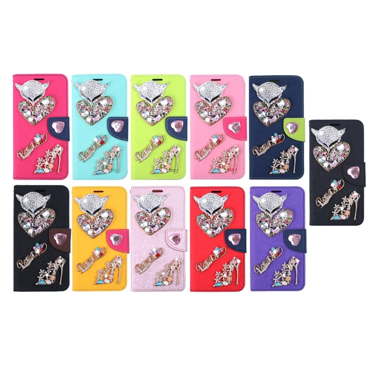 For Galaxy S7 / G930 Diamond Encrusted Fairy Fox Hearts and Crystal Shoes Pattern Cross Texture Horizontal Flip Leather Case with Magnetic Buckle & Holder & Card Slots & Wallet
