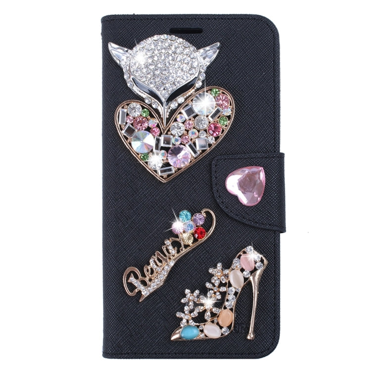 For Galaxy S7 Edge / G935 Diamond Encrusted Fairy Fox Hearts and Crystal Shoes Pattern Cross Texture Horizontal Flip Leather Case with Magnetic Buckle & Holder & Card Slots & Wallet