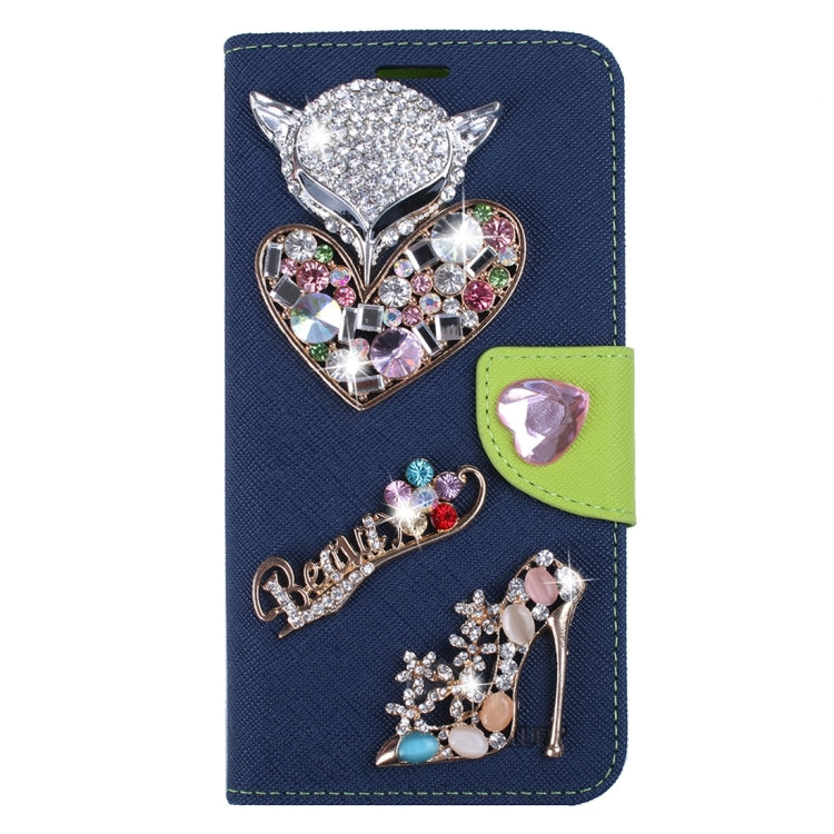 For Galaxy S7 Edge / G935 Diamond Encrusted Fairy Fox Hearts and Crystal Shoes Pattern Cross Texture Horizontal Flip Leather Case with Magnetic Buckle & Holder & Card Slots & Wallet