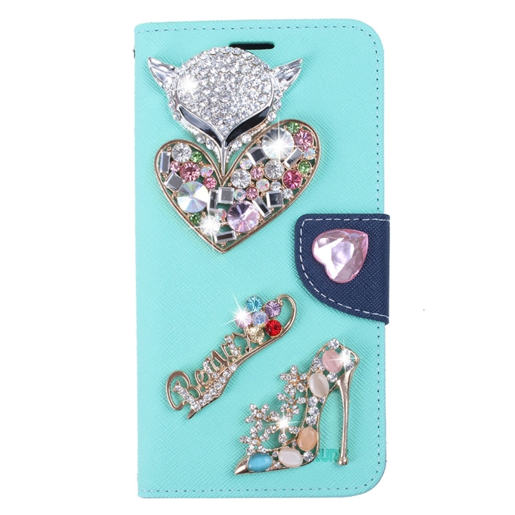 For Galaxy S7 Edge / G935 Diamond Encrusted Fairy Fox Hearts and Crystal Shoes Pattern Cross Texture Horizontal Flip Leather Case with Magnetic Buckle & Holder & Card Slots & Wallet