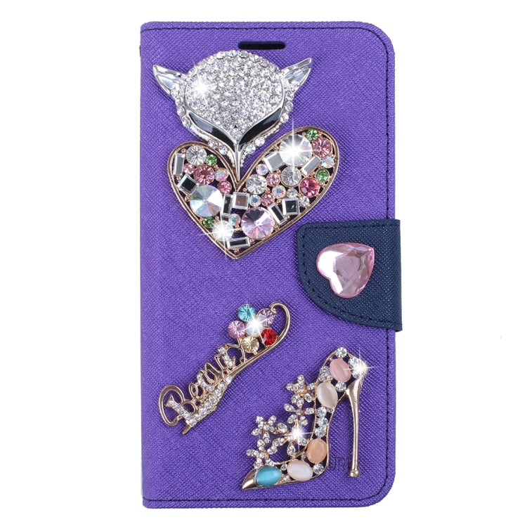 For Galaxy S7 Edge / G935 Diamond Encrusted Fairy Fox Hearts and Crystal Shoes Pattern Cross Texture Horizontal Flip Leather Case with Magnetic Buckle & Holder & Card Slots & Wallet