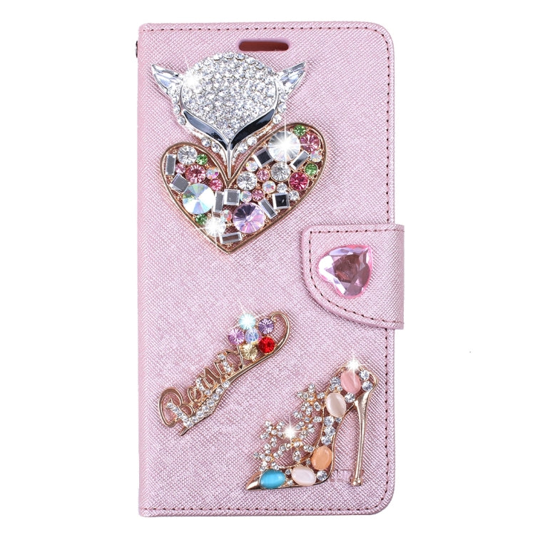For Galaxy S7 Edge / G935 Diamond Encrusted Fairy Fox Hearts and Crystal Shoes Pattern Cross Texture Horizontal Flip Leather Case with Magnetic Buckle & Holder & Card Slots & Wallet