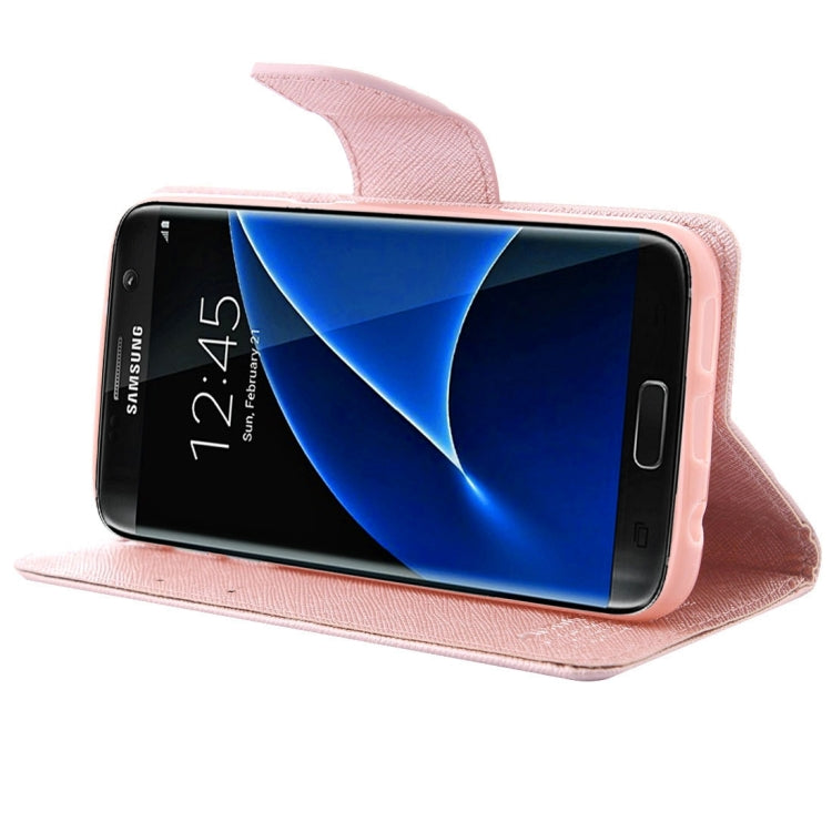 For Galaxy S7 Edge / G935 Diamond Encrusted Fairy Fox Hearts and Crystal Shoes Pattern Cross Texture Horizontal Flip Leather Case with Magnetic Buckle & Holder & Card Slots & Wallet