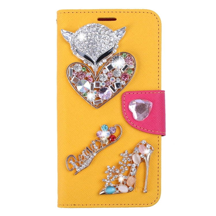 For Galaxy S7 Edge / G935 Diamond Encrusted Fairy Fox Hearts and Crystal Shoes Pattern Cross Texture Horizontal Flip Leather Case with Magnetic Buckle & Holder & Card Slots & Wallet