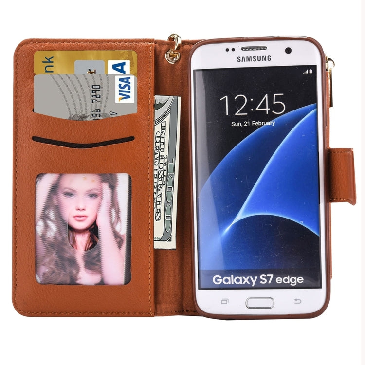 For Galaxy S7 Edge / G935 Business Wallet Style Horizontal Flip Leather Case with Photo Frame & Holder & Card Slots & Lanyard