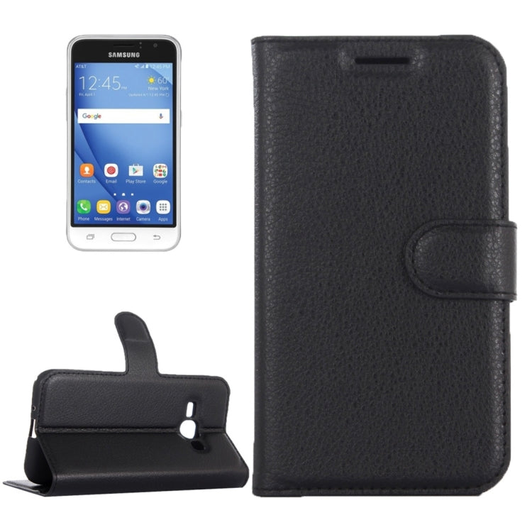 For Galaxy J1 Pro & J1 (2016) / J120 Litchi Texture Horizontal Flip Leather Case with Magnetic Buckle & Holder & Card Slots & Wallet