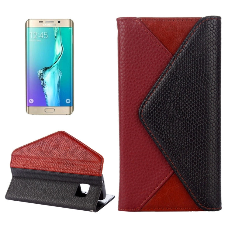 For Galaxy S6 Edge+ / G928 Envelope Style Horizontal Flip Leather Case with Magnetic Buckle & Holder & Card Slots & Photo frame & Wallet & Lanyard