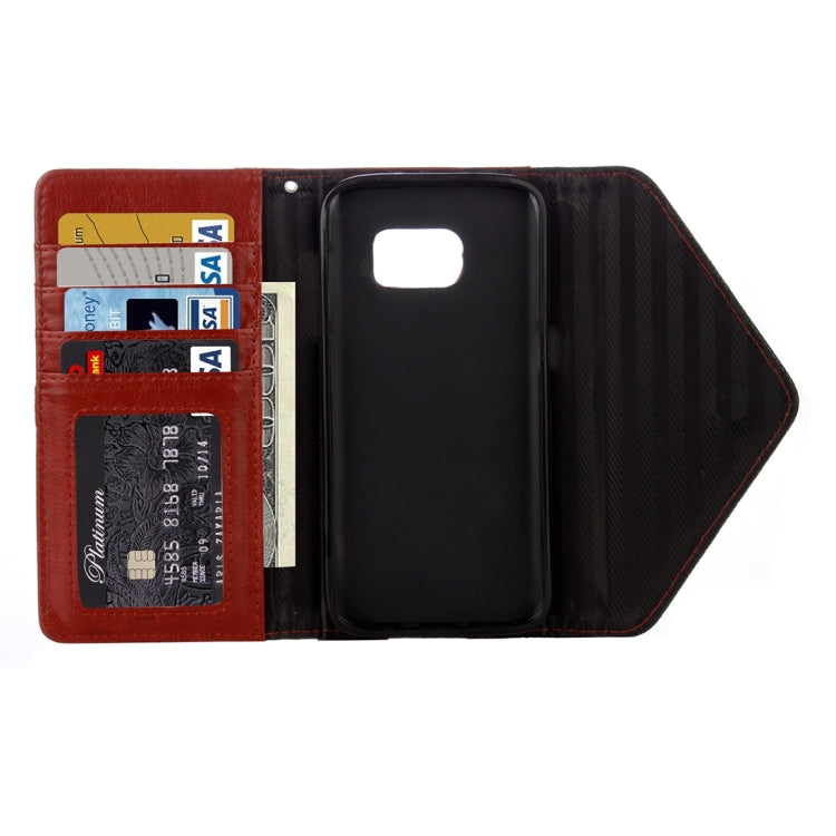 For Galaxy S6 Edge+ / G928 Envelope Style Horizontal Flip Leather Case with Magnetic Buckle & Holder & Card Slots & Photo frame & Wallet & Lanyard