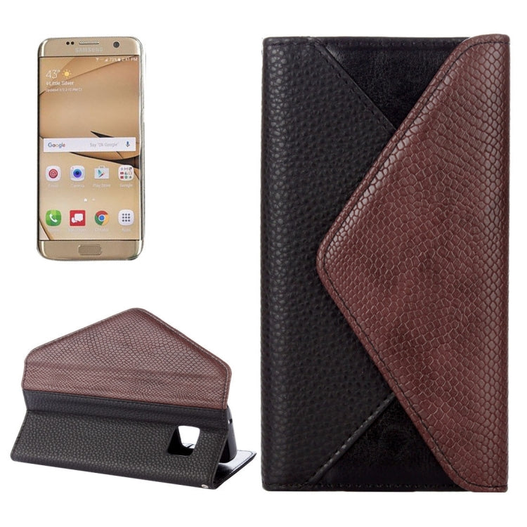 For Galaxy S7 Edge / G935 Envelope Style Horizontal Flip Leather Case with Magnetic Buckle & Holder & Card Slots & Photo frame & Wallet & Lanyard