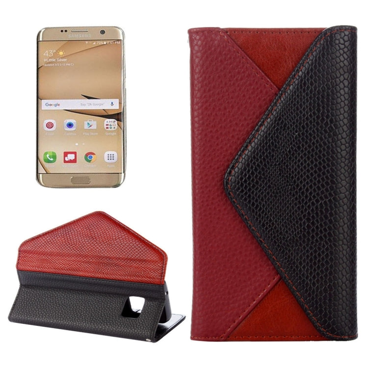 For Galaxy S7 Edge / G935 Envelope Style Horizontal Flip Leather Case with Magnetic Buckle & Holder & Card Slots & Photo frame & Wallet & Lanyard