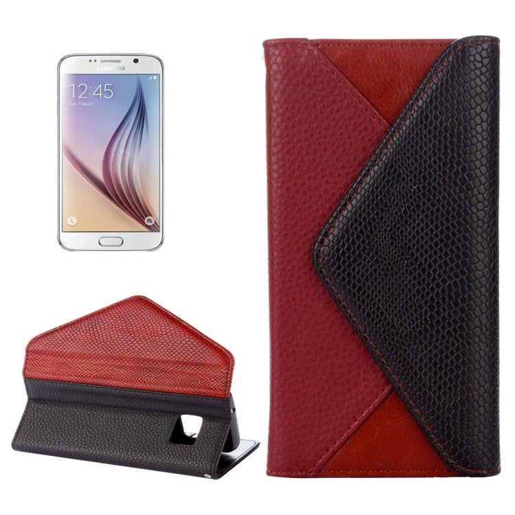 For Galaxy S6 / G920 Envelope Style Horizontal Flip Leather Case with Magnetic Buckle & Holder & Card Slots & Photo frame & Wallet & Lanyard