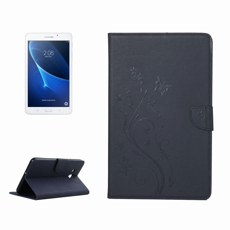 For Galaxy Tab A 7.0 Pressed Flowers Butterfly Pattern Horizontal Flip PU Leather Case with Magnetic Buckle & Holder & Card Slots & Wallet