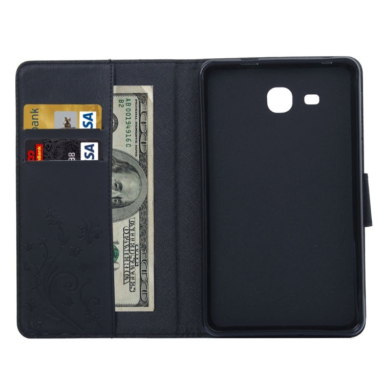 For Galaxy Tab A 7.0 Pressed Flowers Butterfly Pattern Horizontal Flip PU Leather Case with Magnetic Buckle & Holder & Card Slots & Wallet