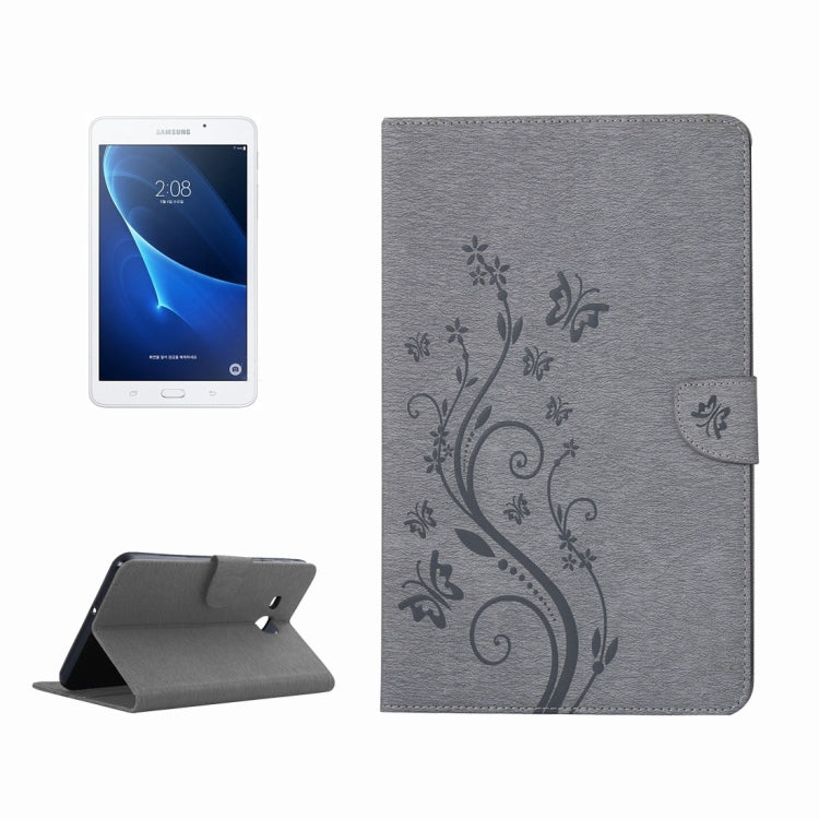 For Galaxy Tab A 7.0 Pressed Flowers Butterfly Pattern Horizontal Flip PU Leather Case with Magnetic Buckle & Holder & Card Slots & Wallet